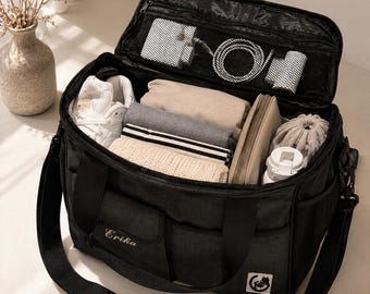 Personalized Japanese Design Travel Bag | Carry-On Mom Bag with 2 Cases