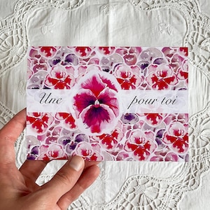 Carte postale "Une pensée pour toi" - thème pensée - thème florale