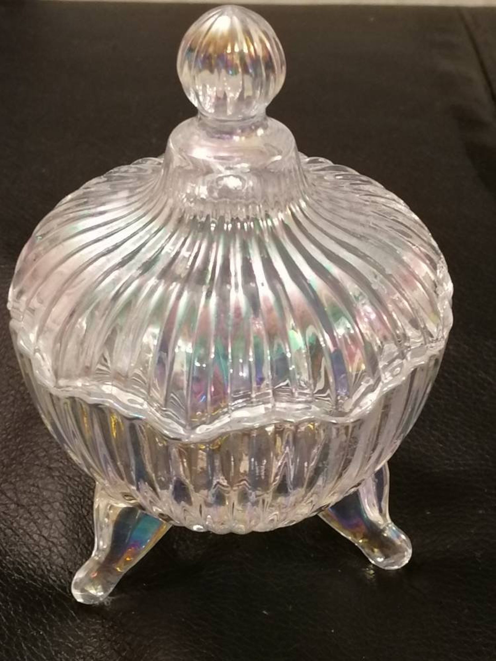 Vintage Lustred Glass Bon Bon Jar clam shell design Etsy