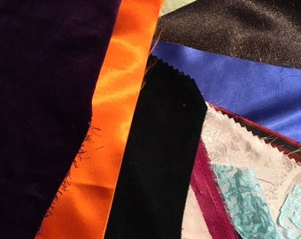 Fancy Fabric Scraps for Victorian Crazy Quilting Doll Clothes Satin Velvet Brocade Taffeta Jacquard