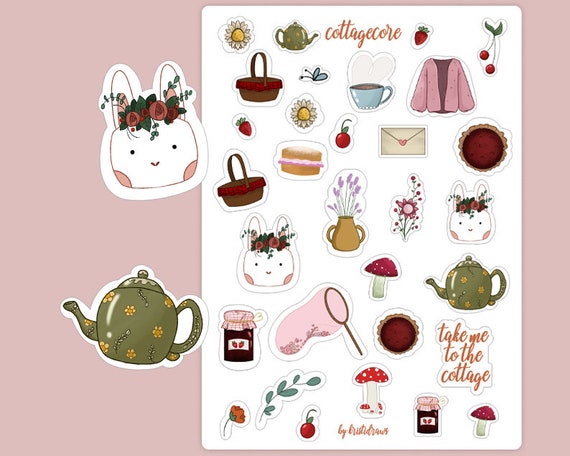 Cottagecore Fairy Stickers Cottagecore Stickers, Planner Stickers, Journal  Stickers, Cute Stickers Pack 