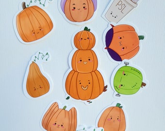 Kawaii Pumpkin Sticker Pack | Halloween Sticker Set | Seasonal Stickers | Waterproof Stickers | Halloween Stickers | Kawaii Stickers