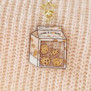 Cookies and Milk Shaker Keychain | Kawaii Shaker Charm | Acrylic Shaker Charm | Acrylic Keychain | Kawaii Keychain