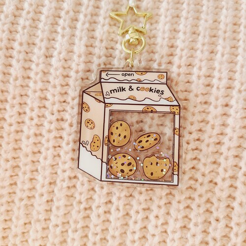 Cookies and Milk Shaker Keychain Kawaii Shaker Charm Etsy