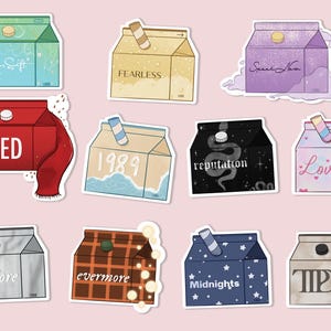 TS Album Eras Milk Cartons | Holographic Stickers | Kawaii Sticker