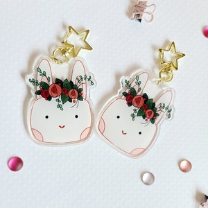 Kawaii Bunny Charm | Floral Bunny Keychain | Kawaii Bunny Keychain | Cute Bunny Keychain | Bunny Keychain | Rabbit Keychain | Kawaii Gifts