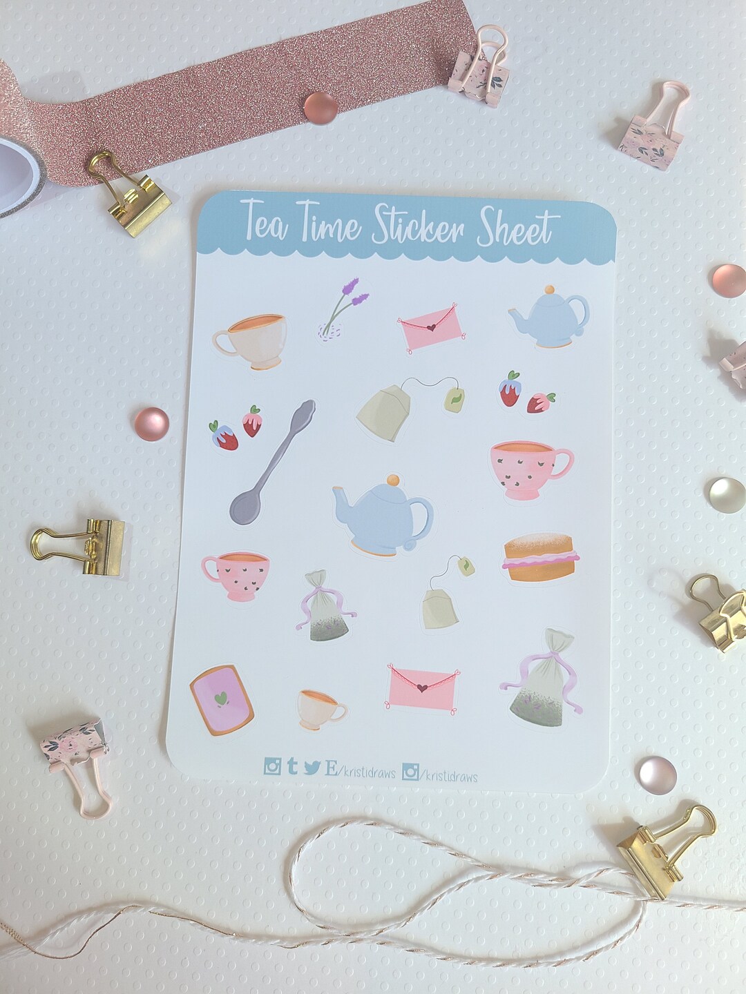Tea Time Sticker Sheet | Planner Sticker Sheet | Journal Sticker Sheet ...