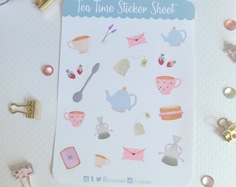 Tea Time Sticker Sheet | Planner Sticker Sheet | Journal Sticker Sheet | Bujo Stickers |