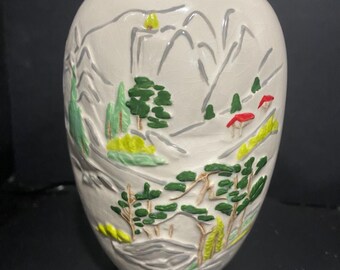 Ceramic Japanese Scene Ginger Jar