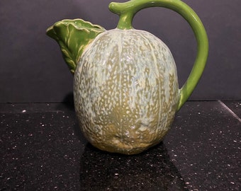 Jarra de cerámica hecha a mano con forma de melón: Molde vintage, 4 tazas