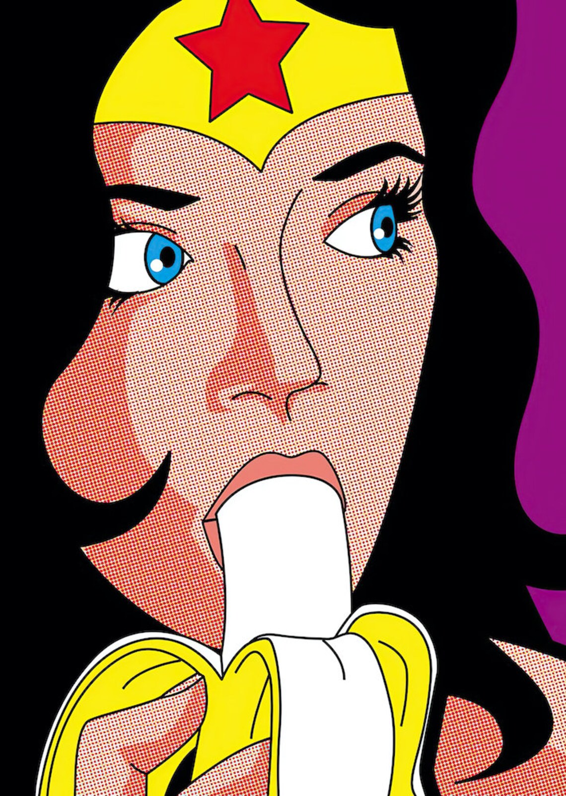 Poster DC Wonder Woman eats banana popart Etsy