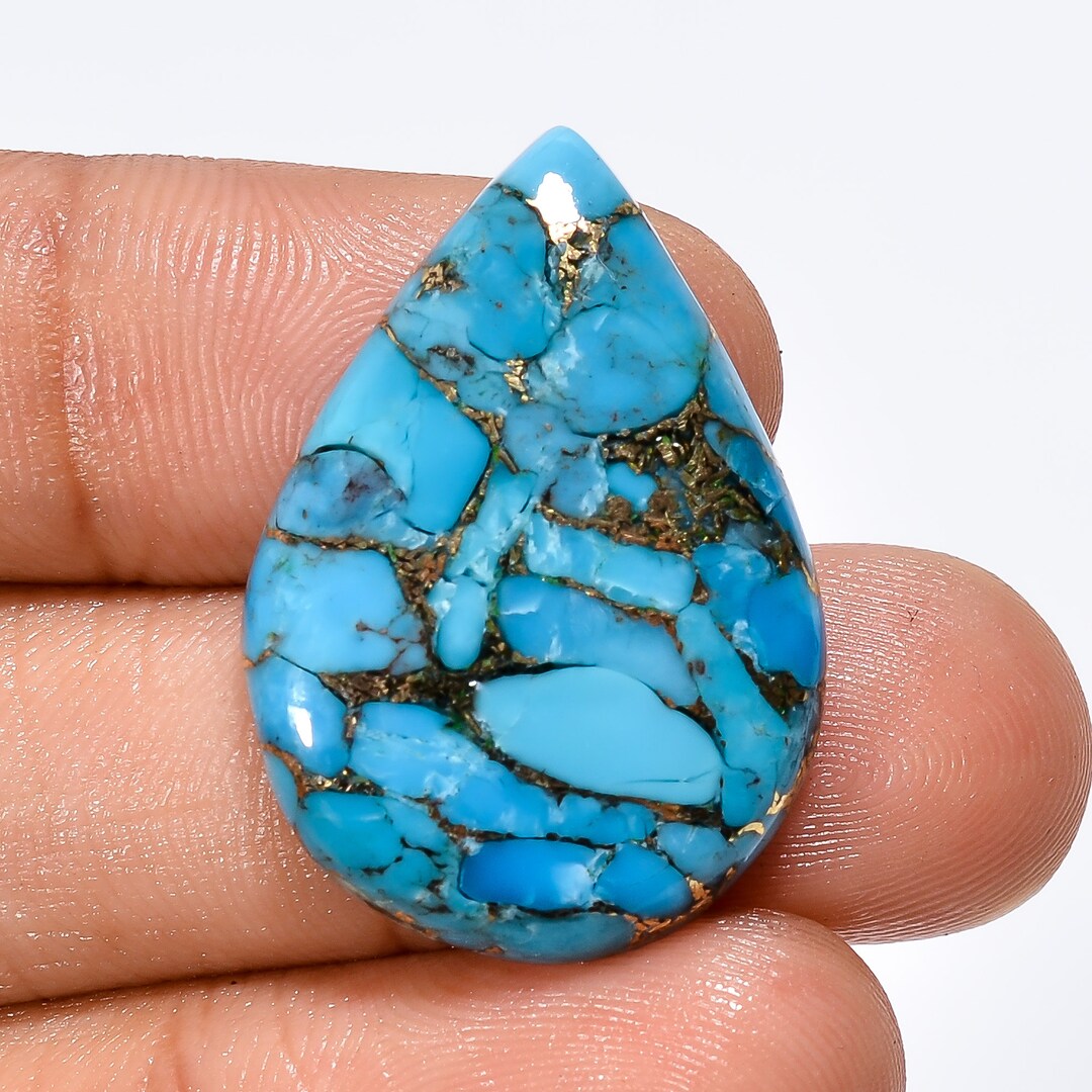 Spiny Copper Blue Turquoise Round Sky Blue Turquoise 28X19X4 Etsy