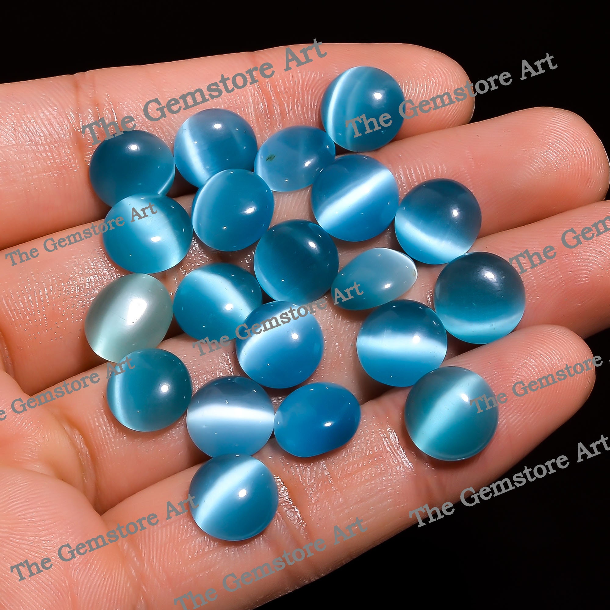 10x10mm Size Cats Eye Quartz Round Shape Cabochon Gemstone for Etsy