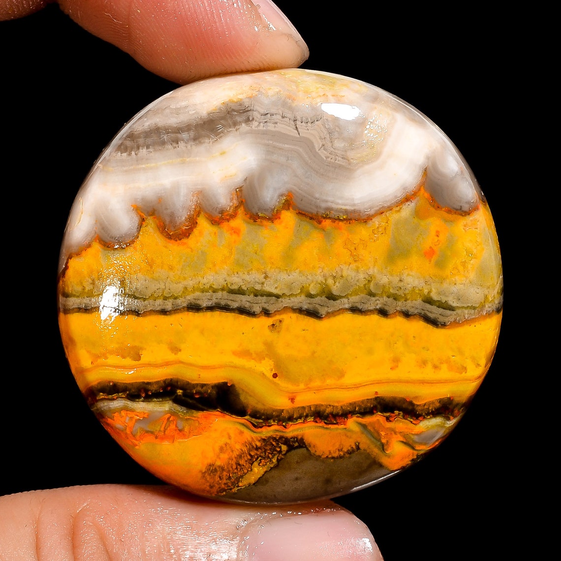 Bumble Bee Jasper 39X39X8 mm Size 107 Crt Round Bumble Bee Etsy