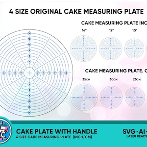 Cake Plate with Handle, Cake Stand, Cake Measuring Tool, Cake centralising, Central Cake Dowelling Plate, Central Cake Dowel, SVG Laser Cut