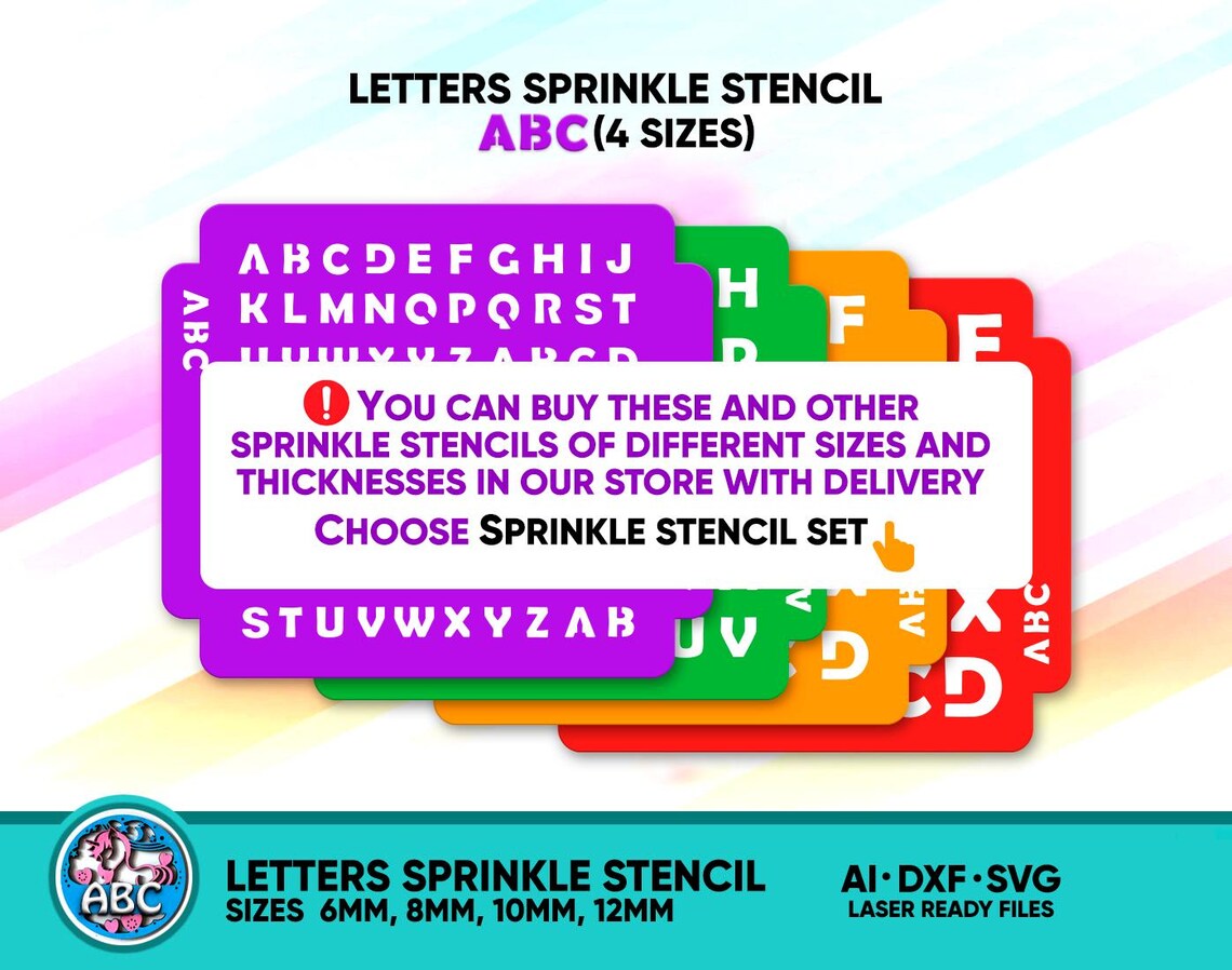 Sprinkle R Letter Letters (A-Z) Sprinkle Stencil (4 Sizes) for Confectioners. SVG Laser ...