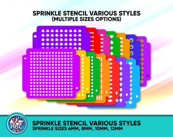 Sprinkle Stencil Set - Hearts, Stars, Jimmies, Round Confetti, Dimonds, Lips, Bones. Multiple size options.