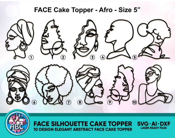 Lady face silhouette cake topper