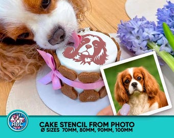Pet Cake Stencil from Photo. Custom Dog Cupcake Stencils. Pet Cookie Stencil. High Quality Personalized Cake Stencil, Stencil for Pet Shop.