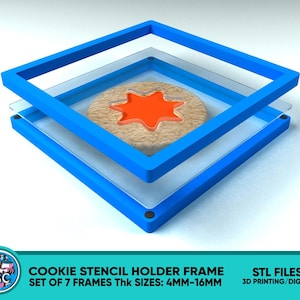 Cookie Stencil Holder Frames Set 4mm - 16mm, Stenciling tool, STL Files to 3D Printing