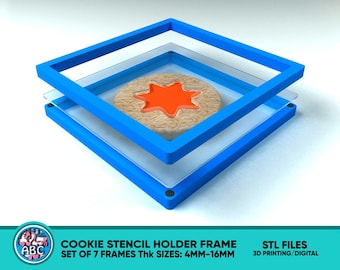 Cookie Stencil Holder Frames Set 4mm - 16mm, Stenciling tool, STL Files to 3D Printing