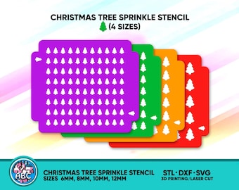 Christmas Tree Sprinkle Stencil (4 Sizes). Sprinkles stencil STL File for 3D Printing. Cookie sprinkles SVG Files. Candy sprinkles DXF Files