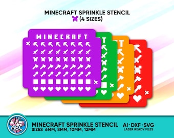 Minecraft Sprinkle Stencil for Confectioners (4 Sizes). Creeper stencil. Minecraft STL File for 3D Printing. SVG Laser ready Files. DXF.