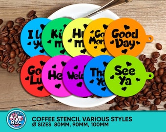 You Wishes Coffee Stencils Set. Macaron stencils. Thickness 2mm. Custom Coffee Stencil. High Quality Laser Cut Stencil, Stencil Coffee Shop