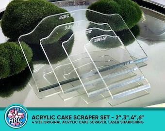 Small Acrylic Cake Scrapers Set 2", 3", 4", 6" sizes, Cake Smoother, Icing Fondant Smoother, Baking Tools, Dough Icing Fondant Smoother