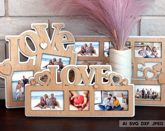 Love Photo Frame Picture Heart Decorated Frame. Anniversary, Wedding, Valentines Birthday, Girlfriend Gift, Romantic frame, cut file SVG
