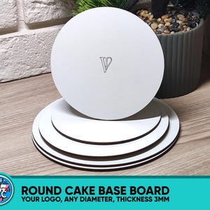 Aangepaste taartplank - set 10 stuks, taartbodem met logo, 3 mm houten basis voor taarten, MDF-taartplanken, houten taartvorm, aangepaste taartbodem met logo