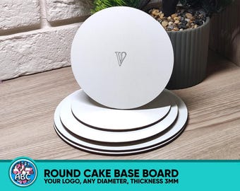 Custom Cake board - Set 5 pcs, Logo Cake Base, 3mm Wooden Base for Cakes, MDF Cake Boards, Wooden Cake Stand, Custom Cake Base with logo