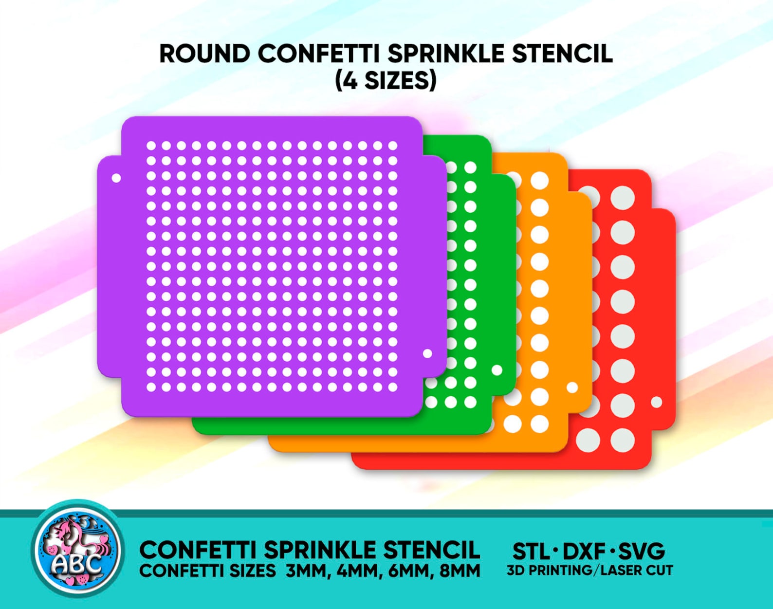 Round Confetti Sprinkle Stencil (4 Sizes) for Confectioners. STL File ...