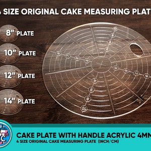 Cake Plate with Handle, Cake Stand, Cake Measuring Tool, Cake centralising, Central Cake Dowelling Plate, Central Cake Dowel - Acrylic 4mm