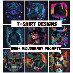 1000+T-shirt Designs Midjourney Prompts, AI Art, Midjourney Prompt, Midjourney AI Art, Learn Midjourney, Digital Art, AI Generate, Art Print