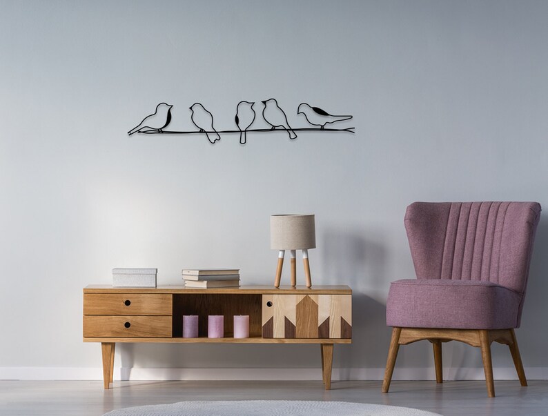 Ditcowest Metal Art Birds On A Wire Metal Birds Wall Hanging Etsy