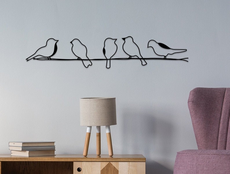 Ditcowest Metal Art Birds On A Wire Metal Birds Wall Hanging Etsy