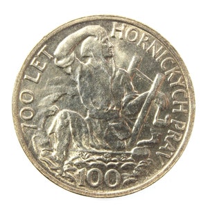 Silver (Ag) commemorative coin - Czechoslovak Republic, 700 years of miners laws, "100", 1949, nice coins