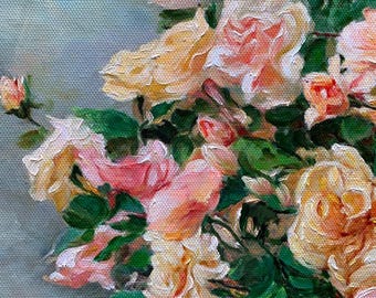中国の花瓶に描かれたバラの油絵：花の静物画 - Etsy 日本