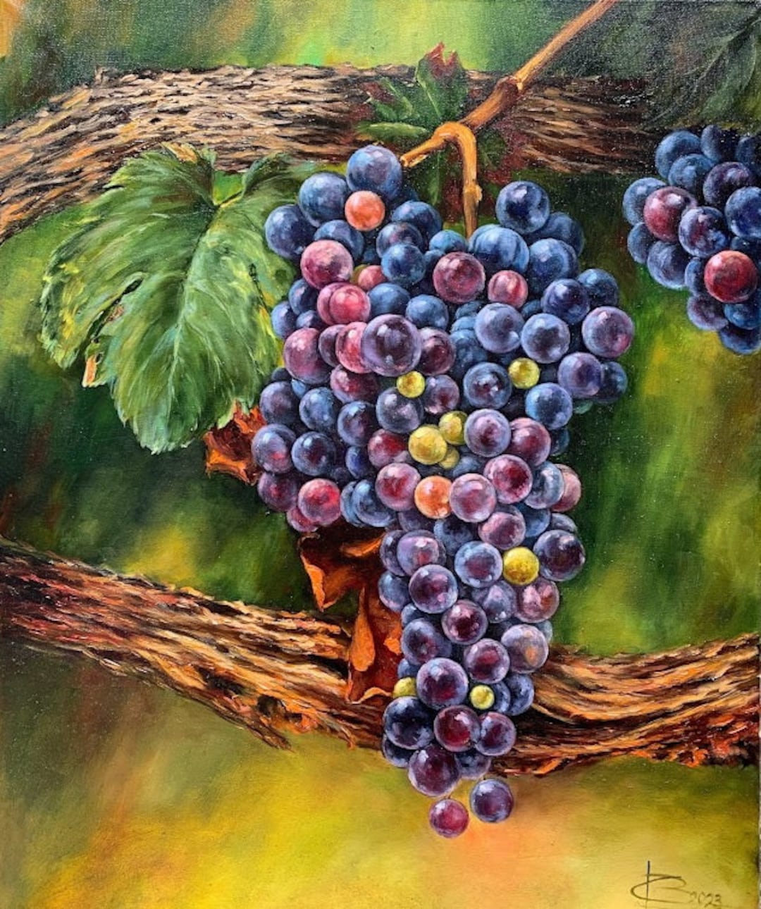 Bunch of Grapes Painting Grapes Oil Painting Art Original Etsy