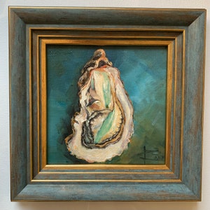 Seaside Inspiration: Miniature Oyster Oil Painting, oysters, oil painting, oysters art