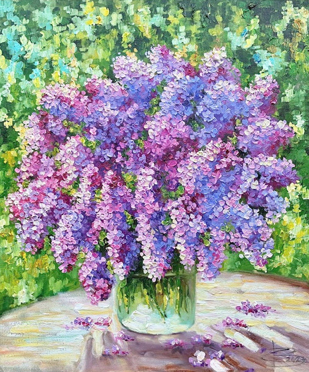 Sunny Lilac, Lilac Spring Lilac Oil Painting Flowers Canvas Art Floral
