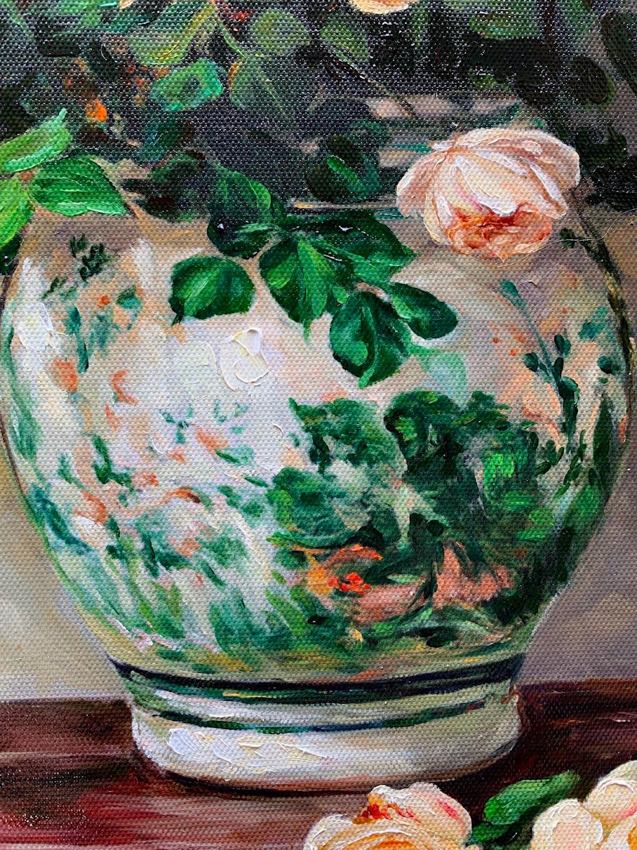 中国の花瓶に描かれたバラの油絵：花の静物画 - Etsy 日本