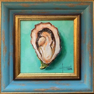 Oyster art Original oil painting Coastal art Seafood wall art Food painting Food wall decor Oyster painting Trendy wall art ocean painting