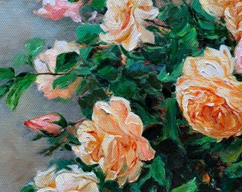 中国の花瓶に描かれたバラの油絵：花の静物画 - Etsy 日本