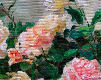 中国の花瓶に描かれたバラの油絵：花の静物画 - Etsy 日本