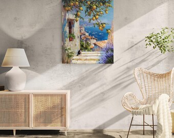 Amalfi Coast Lemon Tree Oil Painting: Italian Seascape Wall Art - Etsy