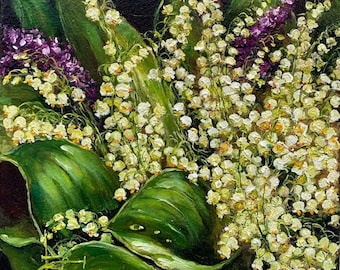Lilies of the Valley Oil Painting: Floral Still Life Canvas Art
