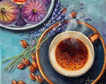 Coffee and lavender Morning coffee, cup of coffee. Coffee with figs. Gift for her Gift for him