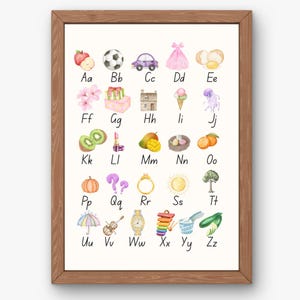 Minimalistisches Alphabet-Poster für Kinder | A-Z druckbare Kunst | Montessori Kinderzimmer Dekor | Vorschule & Kinderzimmer Dekor | Digitaler Download